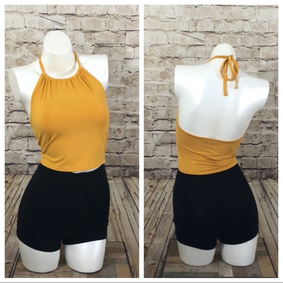 Forever 21 Tops - Mustard halter crop top size small